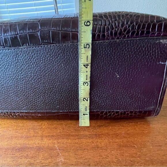 Vintage Brighton Croc Embossed Pattern Leather Shoulder Purse Brown Burgundy - Picture 9 of 15